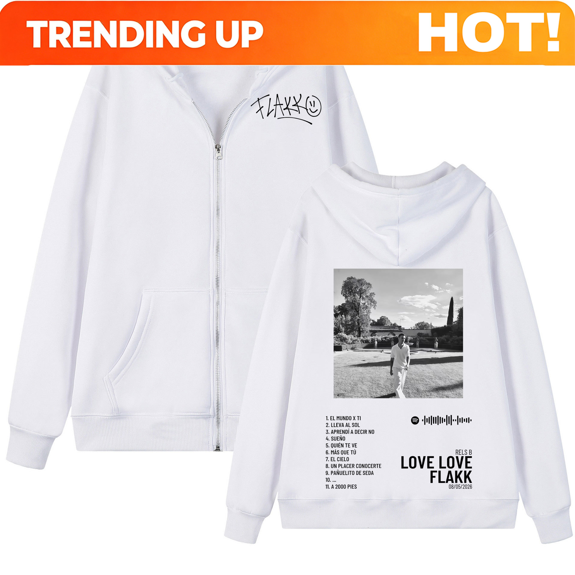 Mens Fashion Zip Up Hoodies - Sweat à capuche zippé graphique Rapper